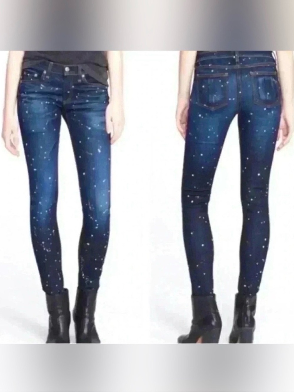 RAG & BONE Blue White Dark Rinse Andfield
Splatter Paint Skinny Jeans